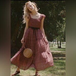 Doen Floral Maxi Dress in Burgundy